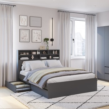 Кровать "Симпл-КР-12" 1.4 м. Графит (BTS)